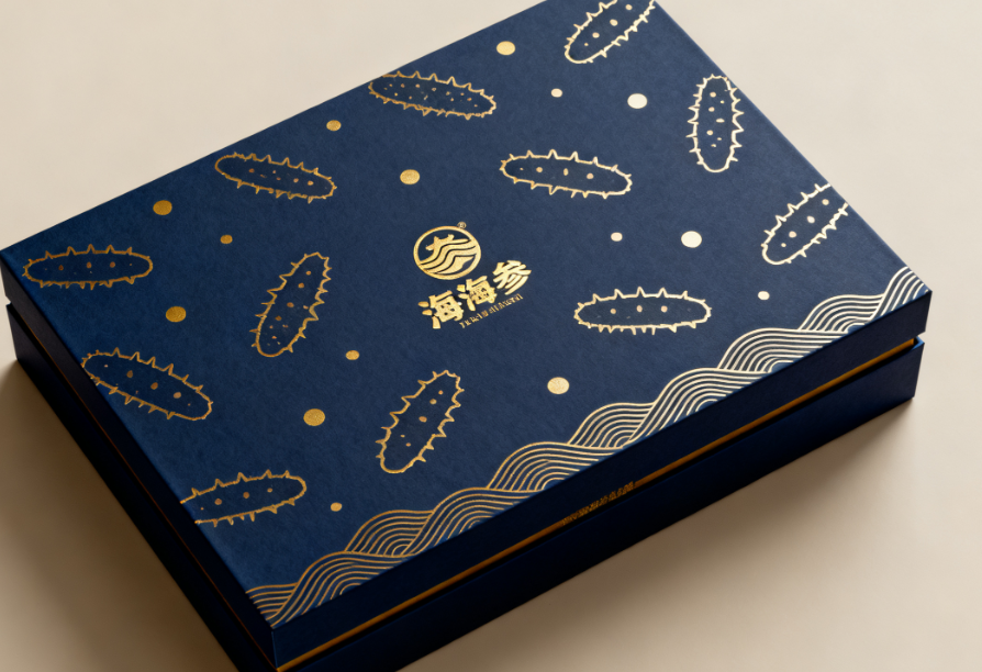 四方連續(xù)風(fēng)格的海參禮盒包裝設(shè)計(jì)